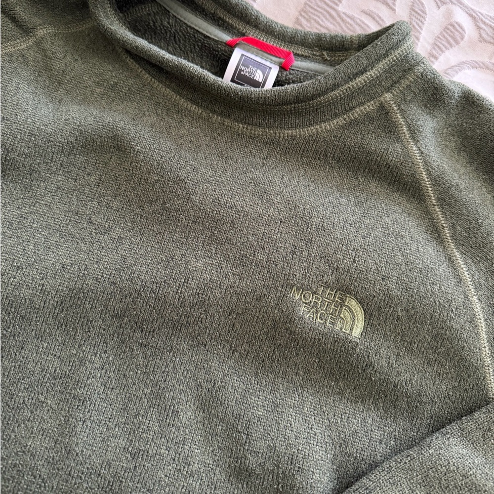 The North Face Men's Olive Crewneck Sweater with Embroidered Logo